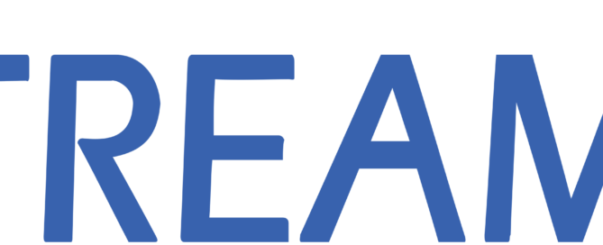 Logo of xSTREAM EDU, featuring stylized text with a red and blue design element on the left and three green waves.