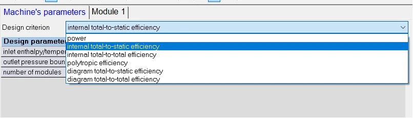 Different Criteria Options in Turbomachinery Design Software