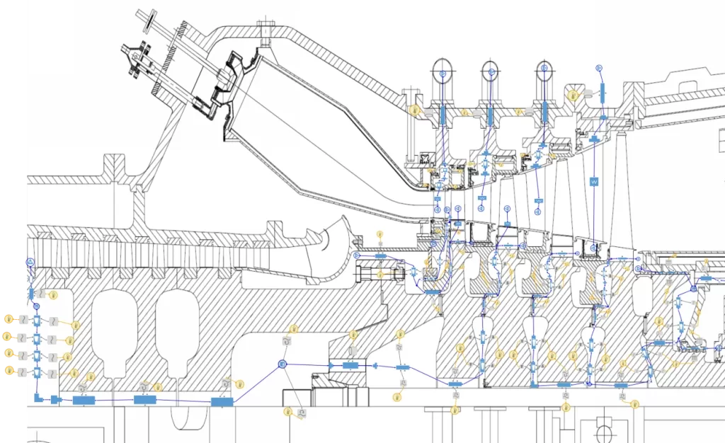 Picture 6 – Internal cooling flow path modeling in AxSTREAM NET