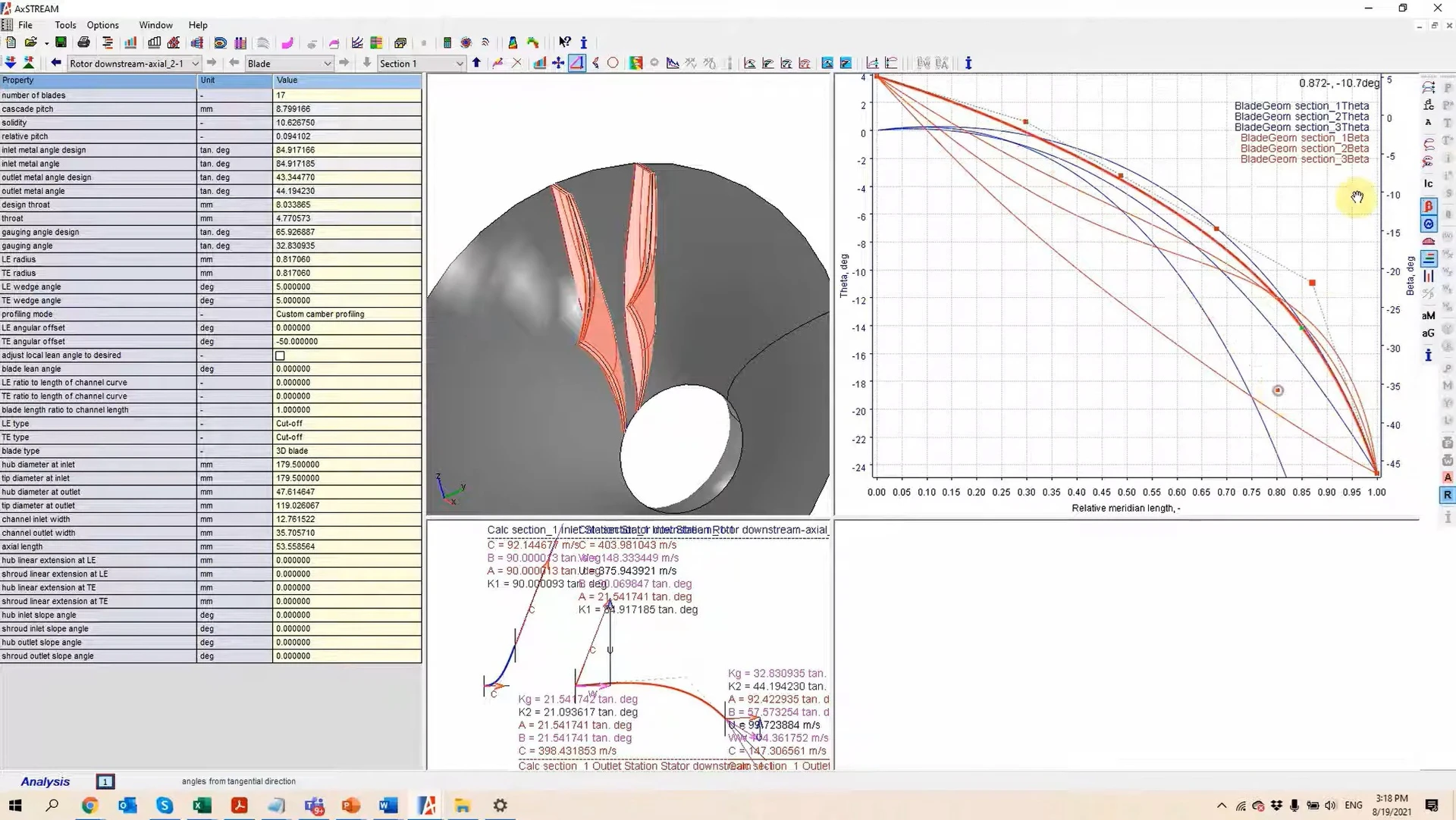 A computer screen displays a 3D modeling software interface, showing a lens design with corresponding graphs and numerical data, including a ray path diagram and performance charts.