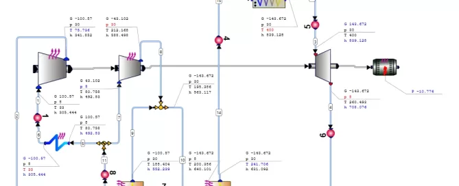 A flowchart diagram displaying a complex system with interconnected components, including valves, pipes, and control symbols.