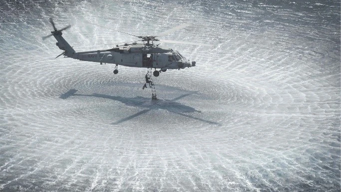 helicopter operating above sea water - salt threat