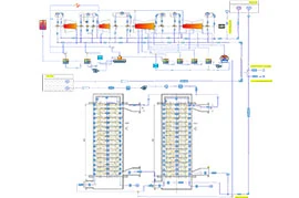 A technical diagram illustrating a complex electrical circuit with interconnected components, wires, and symbols is shown in detailed schematic form, seamlessly integrating aspects of thermal-fluid system modeling to enhance precision.
